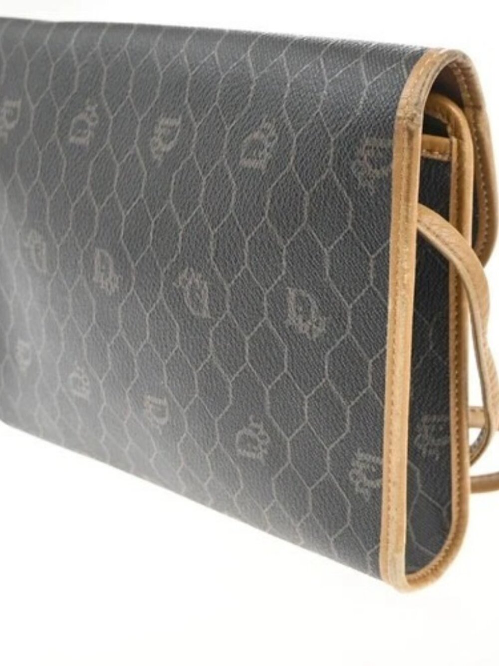 CHRISTIAN DIOR Logo Honeycomb Mini Shoulder Bag PVC Leather BLack GHW 61CA697 - Picture 4 of 15